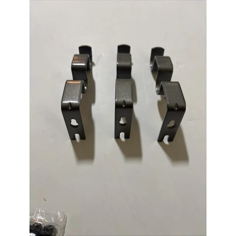 Double Curtain Rod Brackets 3 pc Gun Metal Gray Heavy Duty Plus Hardware New